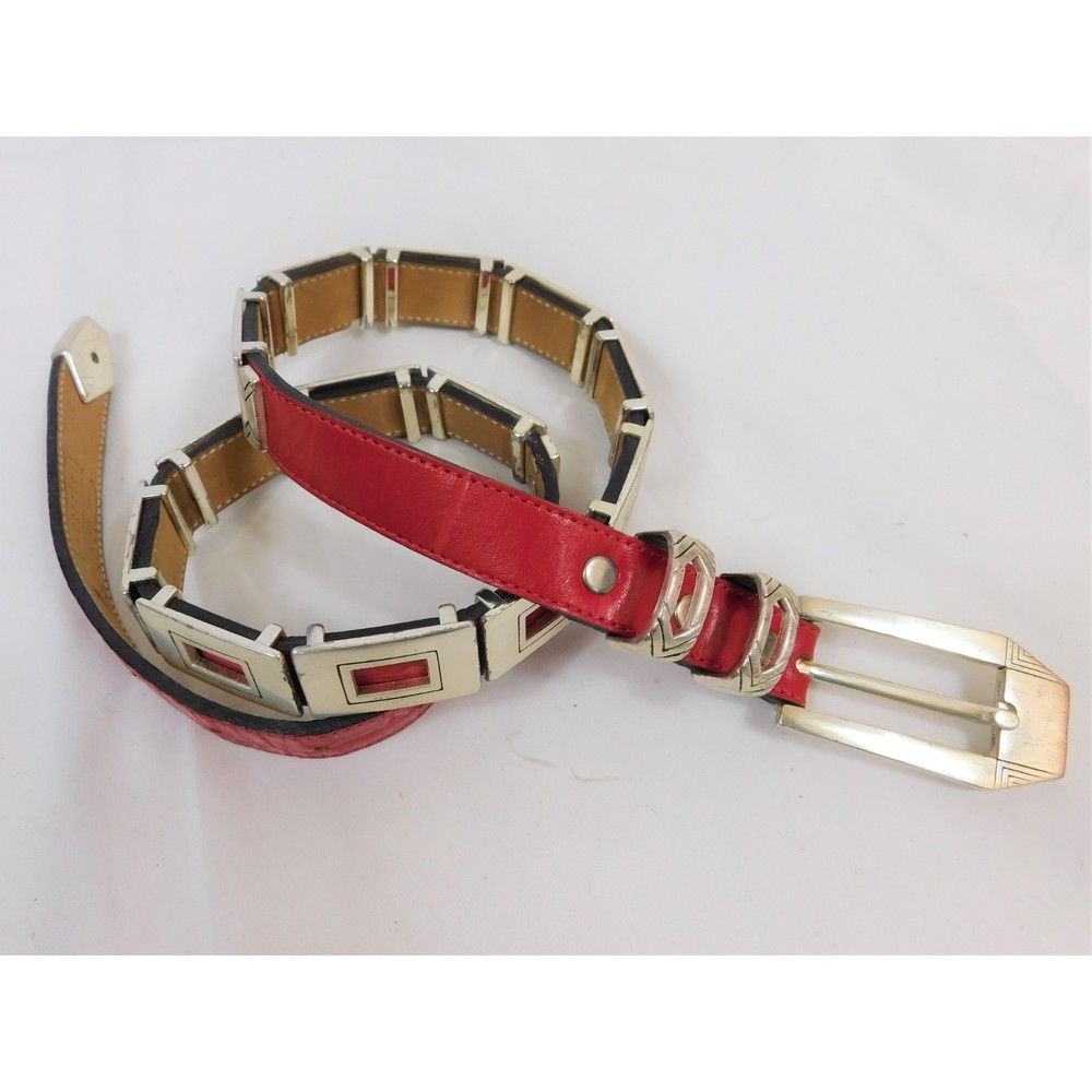 Red Leather Accent Women’s Fashion Belt